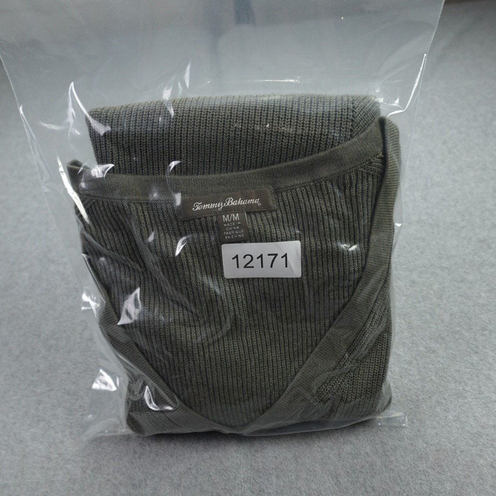Tommy Bahama Sweater Womens Medium Green Ribbed Pullover‎ V Neck Casual - Picture 15 of 15